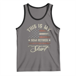 Funny Semi Retirement Tank Top This Is My Semi Retired Slogan Pun American Flag TS11 Deep Heather Black Print Your Wear