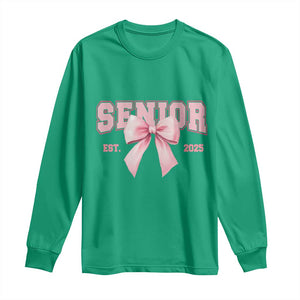 Funny Senior EST 2025 Graduation Coquette Long Sleeve Shirt TS11 Irish Green Print Your Wear