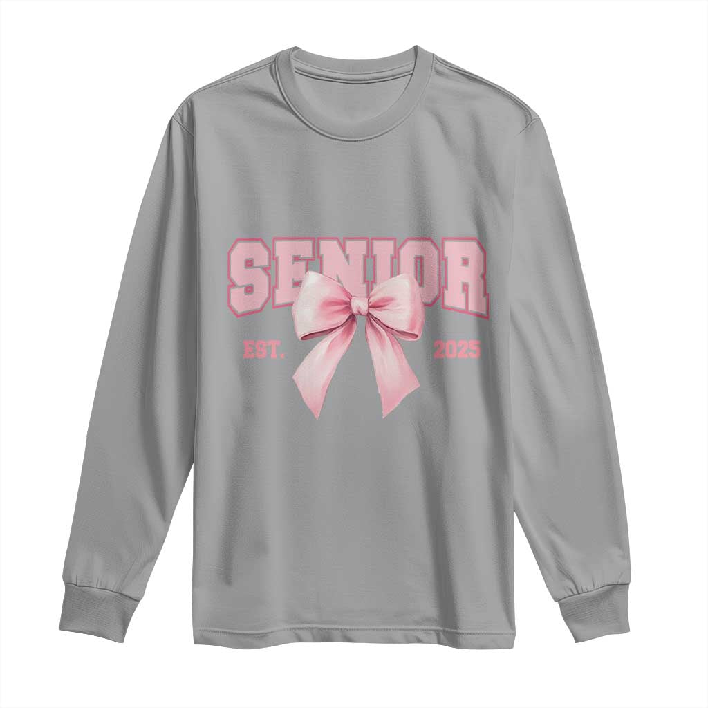 Funny Senior EST 2025 Graduation Coquette Long Sleeve Shirt TS11 Sport Gray Print Your Wear