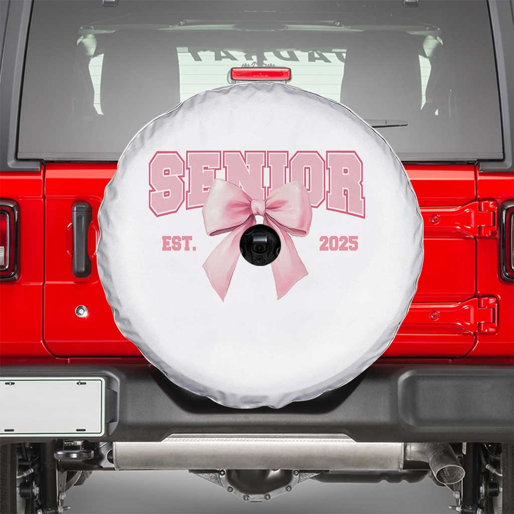 Funny Senior EST 2025 Graduation Coquette Spare Tire Cover TS11 White Print Your Wear
