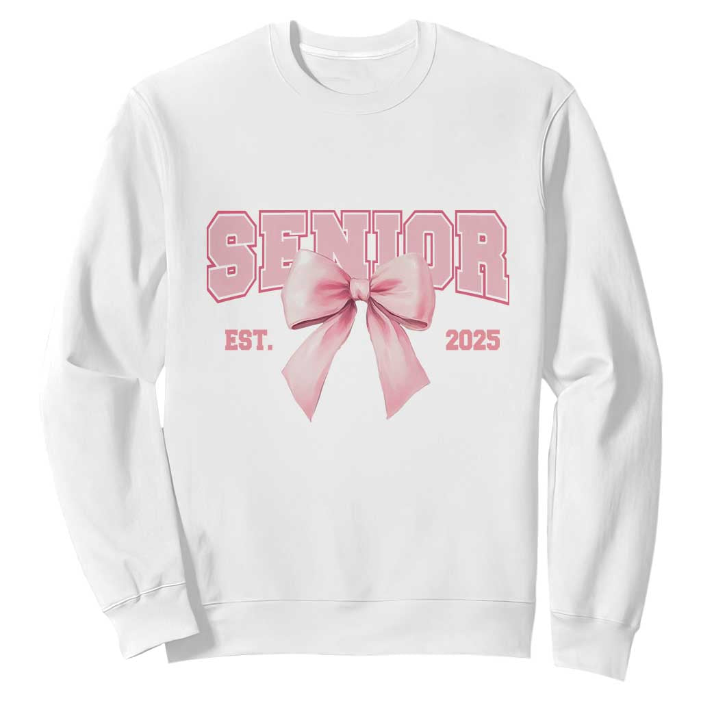 Funny Senior EST 2025 Graduation Coquette Sweatshirt TS11 White Print Your Wear