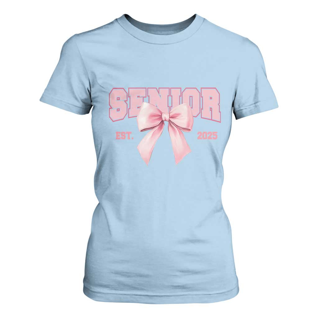 Funny Senior EST 2025 Graduation Coquette T Shirt For Women TS11 Light Blue Print Your Wear