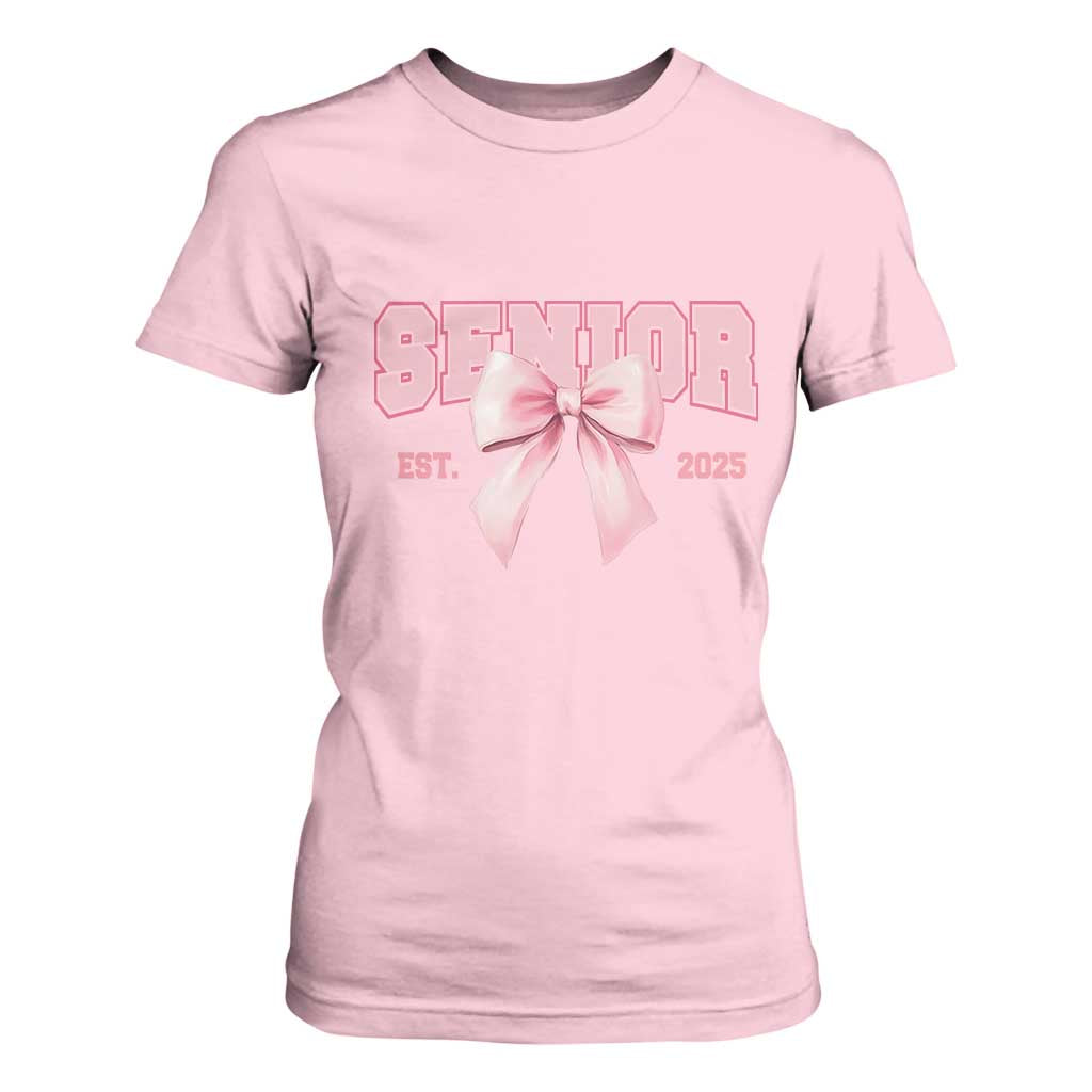 Funny Senior EST 2025 Graduation Coquette T Shirt For Women TS11 Light Pink Print Your Wear