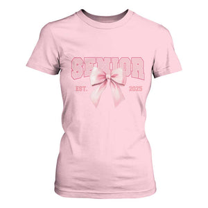 Funny Senior EST 2025 Graduation Coquette T Shirt For Women TS11 Light Pink Print Your Wear