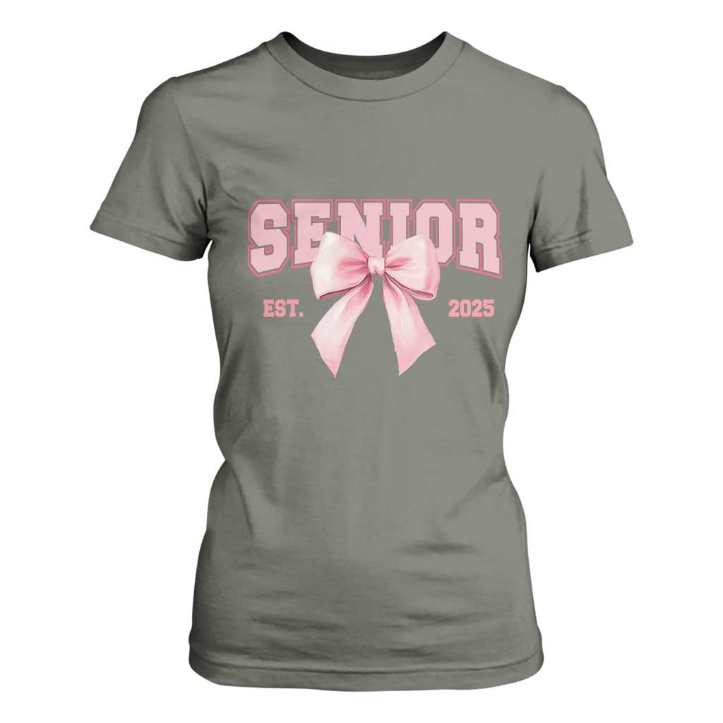 Funny Senior EST 2025 Graduation Coquette T Shirt For Women TS11 Military Green Print Your Wear