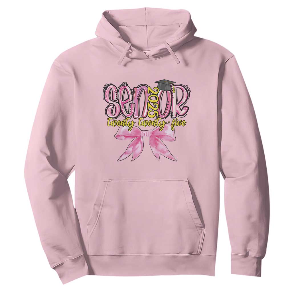 Funny Senior EST 2025 Graduation Hoodie Twenty Twenty Five Pink Bow TS11 Light Pink Print Your Wear