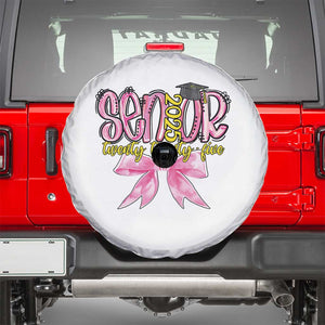 Funny Senior EST 2025 Graduation Spare Tire Cover Twenty Twenty Five Pink Bow TS11 White Print Your Wear