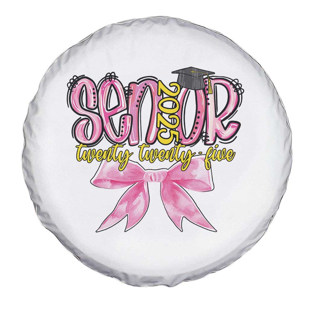 Funny Senior EST 2025 Graduation Spare Tire Cover Twenty Twenty Five Pink Bow TS11 Print Your Wear