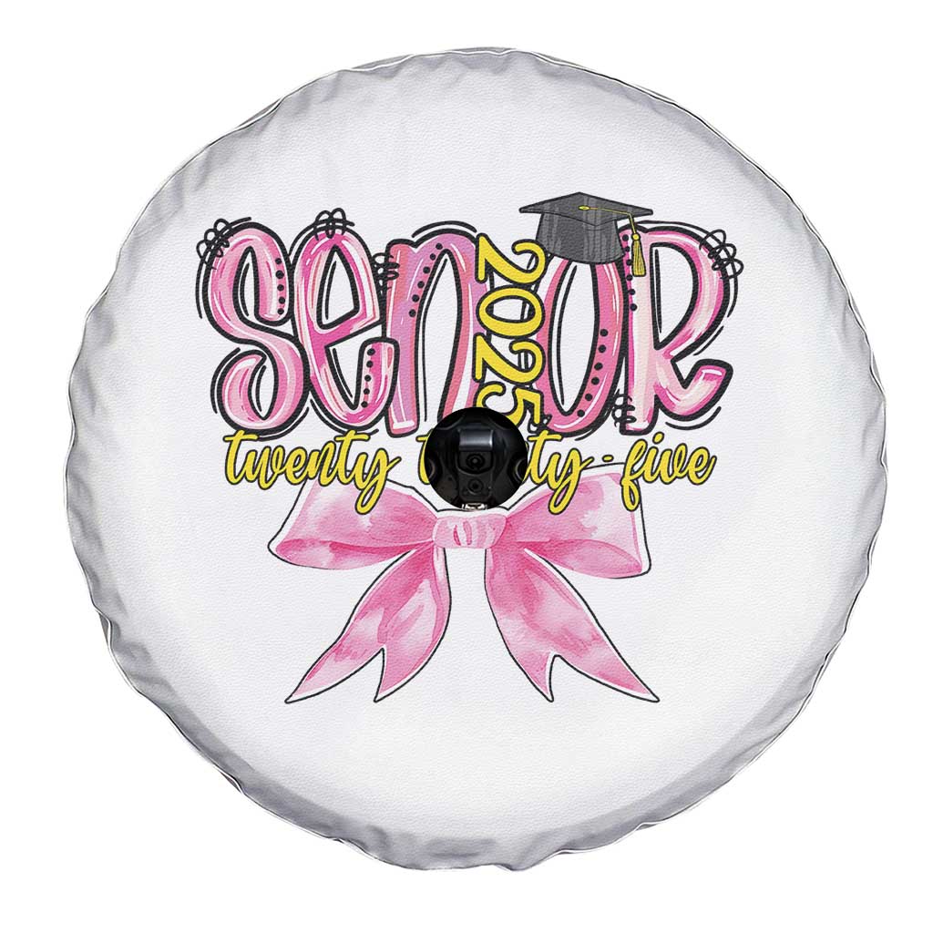 Funny Senior EST 2025 Graduation Spare Tire Cover Twenty Twenty Five Pink Bow TS11 Print Your Wear