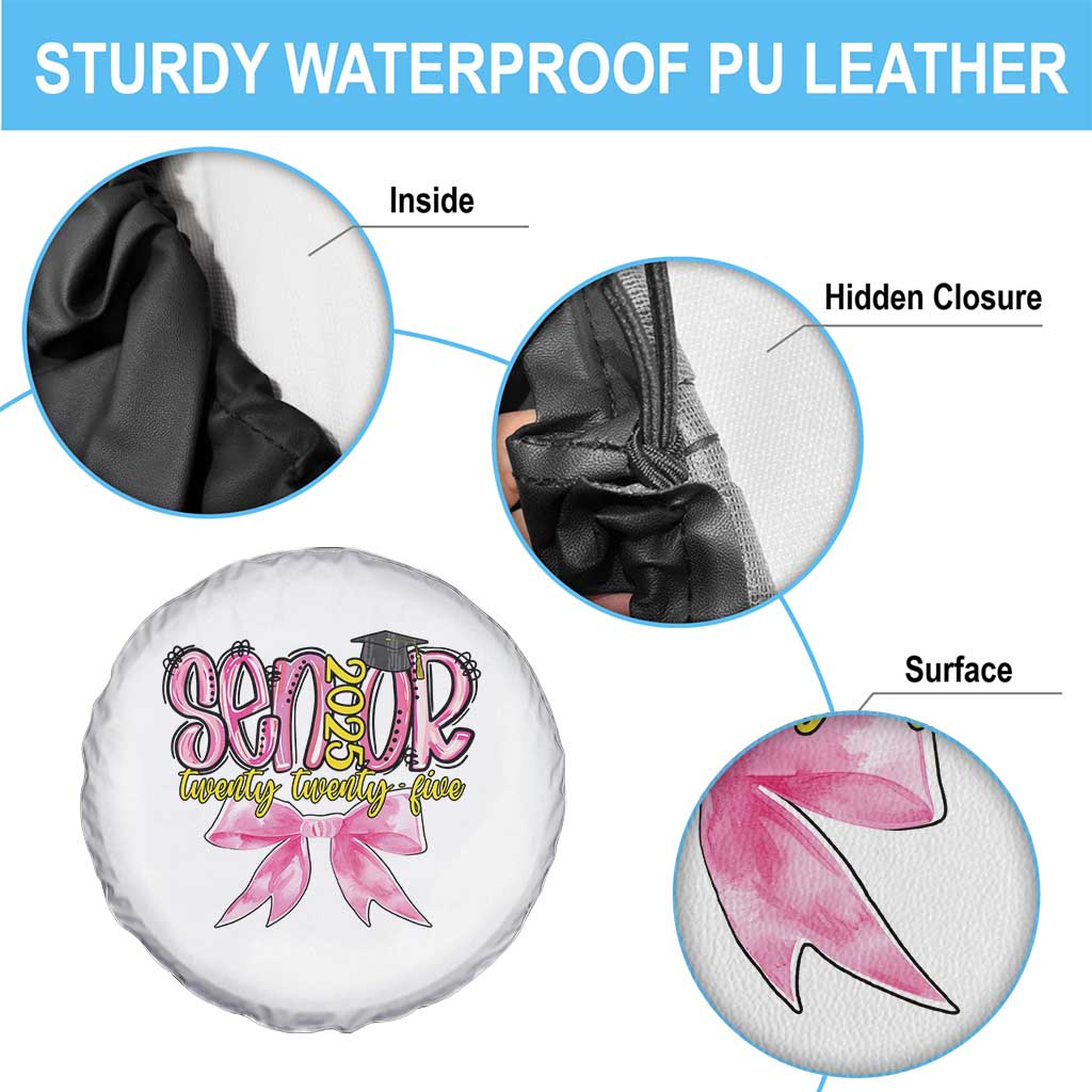 Funny Senior EST 2025 Graduation Spare Tire Cover Twenty Twenty Five Pink Bow TS11 Print Your Wear