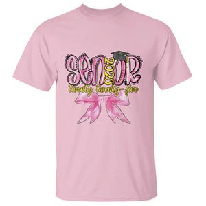 Funny Senior EST 2025 Graduation T Shirt Twenty Twenty Five Pink Bow TS11 Light Pink Print Your Wear