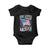 Funny She Loves Jesus And America Too Baby Onesie 4th Of July Patriotic Christian American Flag TS11 Black Print Your Wear