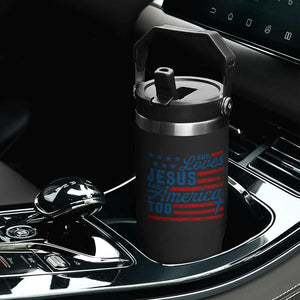Funny She Loves Jesus And America Too Flip Straw Tumbler 4th Of July Christian American Flag TS11 Print Your Wear