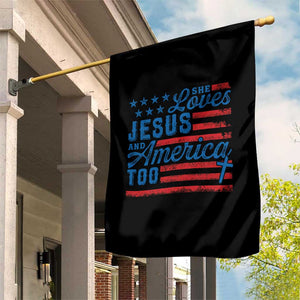 Funny She Loves Jesus And America Too Garden Flag 4th Of July Christian American Flag TS11 Print Your Wear