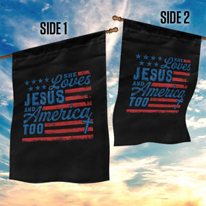 Funny She Loves Jesus And America Too Garden Flag 4th Of July Christian American Flag TS11 Print Your Wear