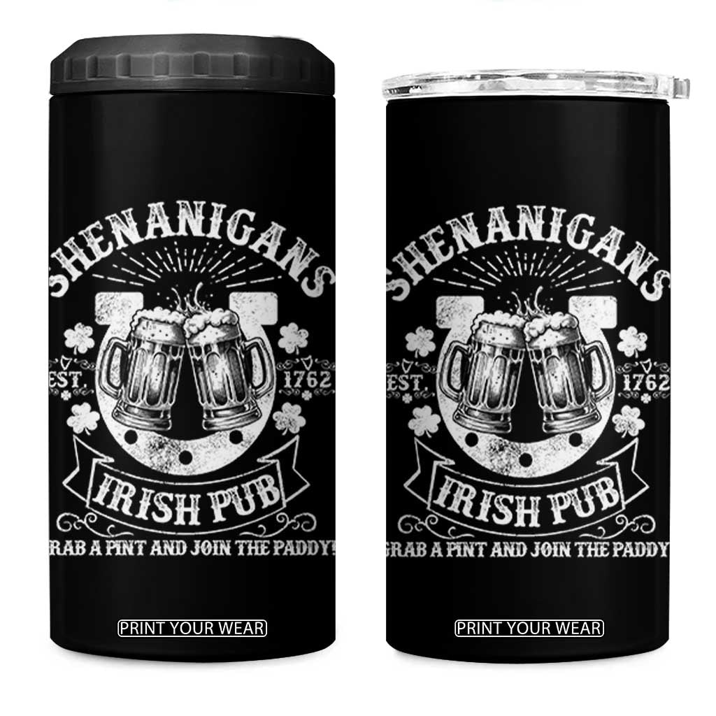 Funny Shenanigans Irish Pub Grab A Pint And Join The Paddy 4 in 1 Can Cooler Tumbler Irish Beer TS11 One Size: 16 oz Black Print Your Wear