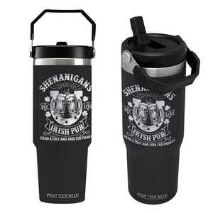 Funny Shenanigans Irish Pub Grab A Pint And Join The Paddy Flip Straw Tumbler Irish Beer TS11 One Size: 30 oz Black Print Your Wear