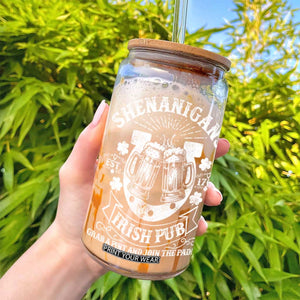 Funny Shenanigans Irish Pub Grab A Pint And Join The Paddy Glass Can Irish Beer TS11 Print Your Wear