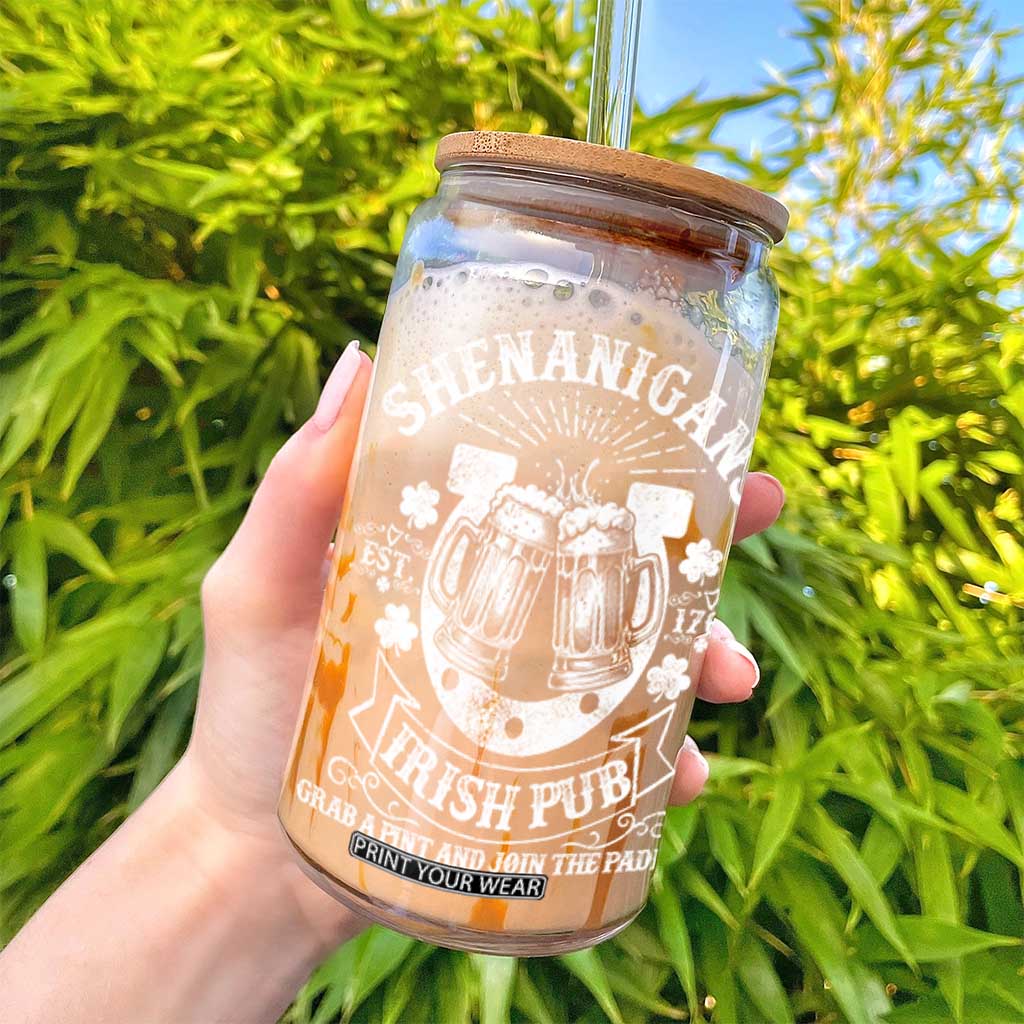 Funny Shenanigans Irish Pub Grab A Pint And Join The Paddy Glass Can Irish Beer TS11 Print Your Wear