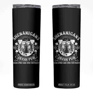 Funny Shenanigans Irish Pub Grab A Pint And Join The Paddy Skinny Tumbler Irish Beer TS11 Black Print Your Wear