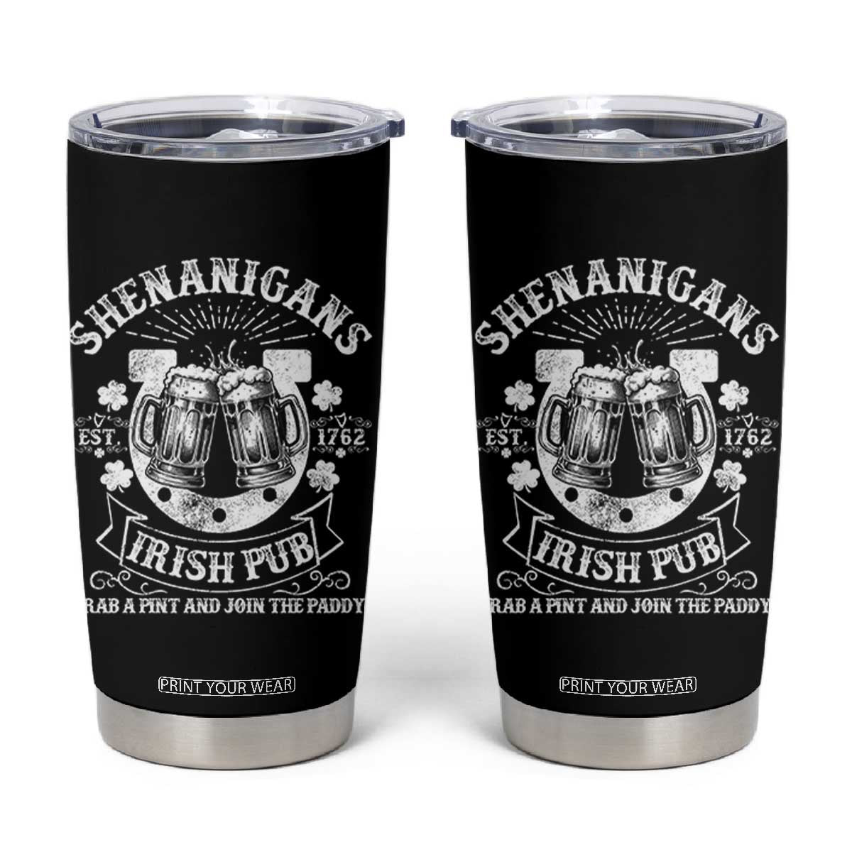 Funny Shenanigans Irish Pub Grab A Pint And Join The Paddy Tumbler Cup Irish Beer TS11 Black Print Your Wear