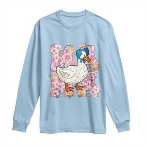 Funny Silly Mama Goose Long Sleeve Shirt Boho Flower Mother's Day TS11 Light Blue Print Your Wear