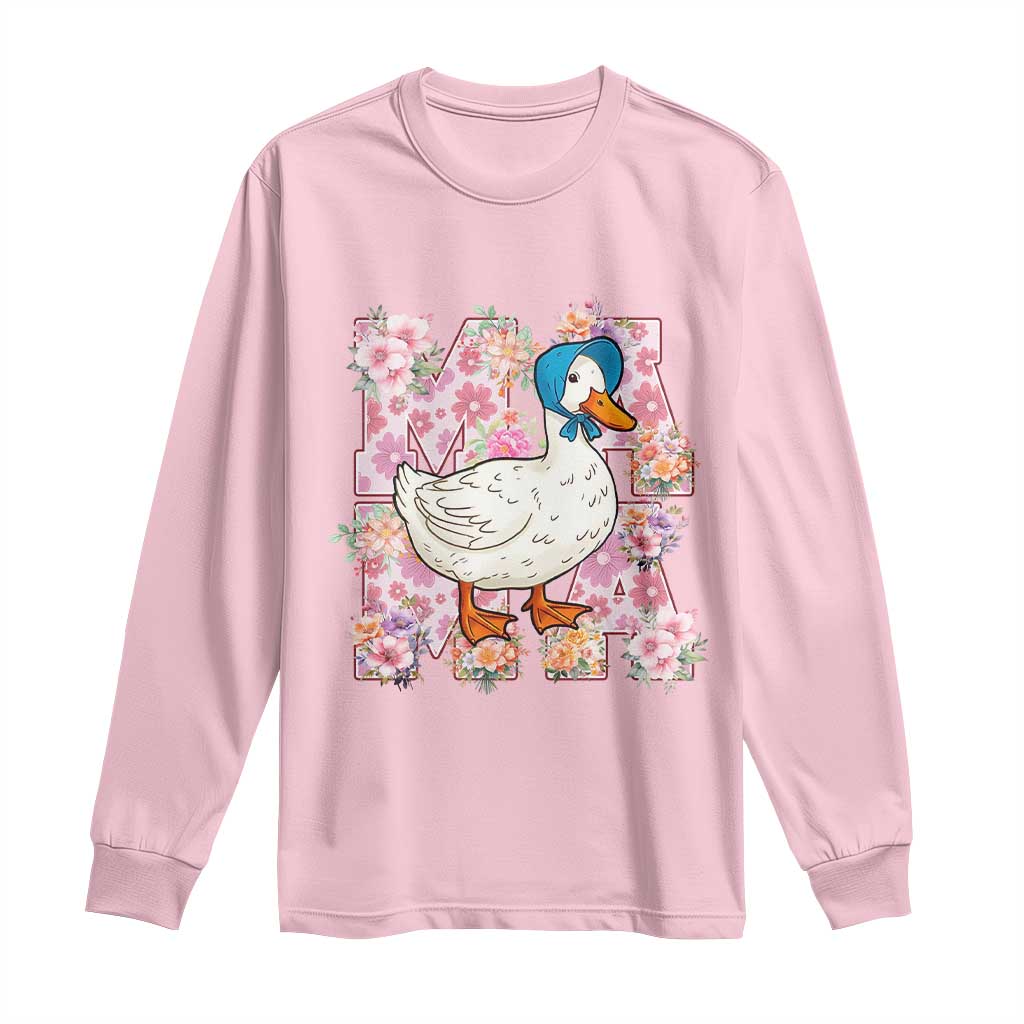Funny Silly Mama Goose Long Sleeve Shirt Boho Flower Mother's Day TS11 Light Pink Print Your Wear