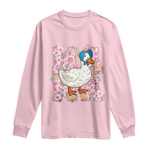 Funny Silly Mama Goose Long Sleeve Shirt Boho Flower Mother's Day TS11 Light Pink Print Your Wear