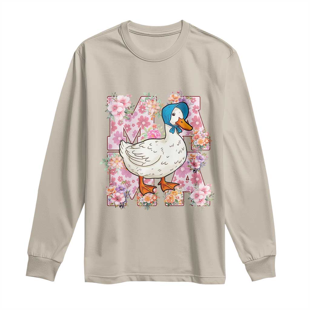 Funny Silly Mama Goose Long Sleeve Shirt Boho Flower Mother's Day TS11 Sand Print Your Wear