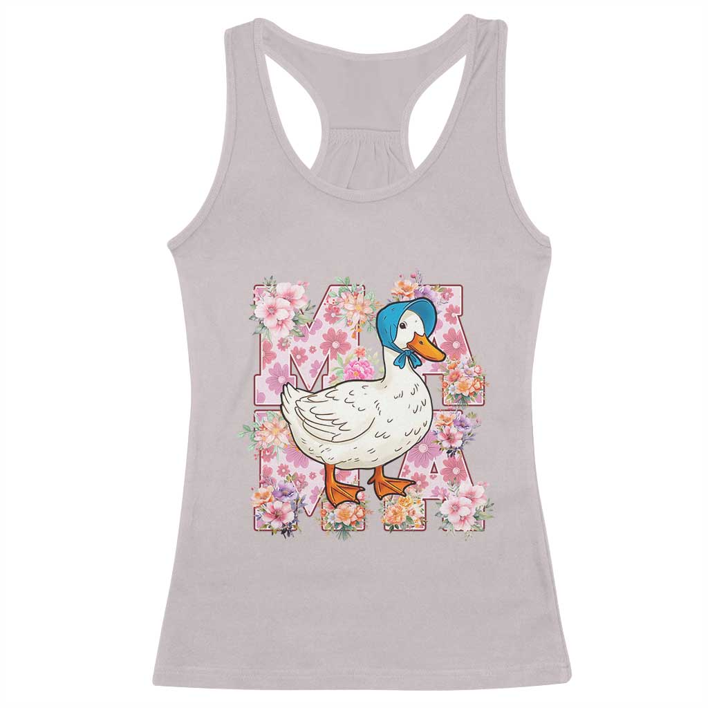 Funny Silly Mama Goose Racerback Tank Top Boho Flower Mother's Day TS11 Ice Gray Print Your Wear