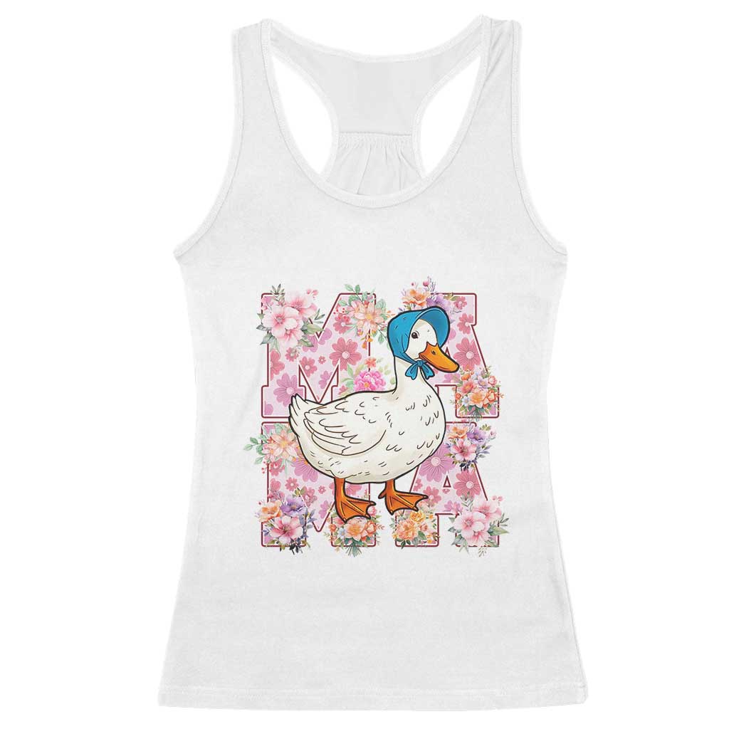Funny Silly Mama Goose Racerback Tank Top Boho Flower Mother's Day TS11 White Print Your Wear