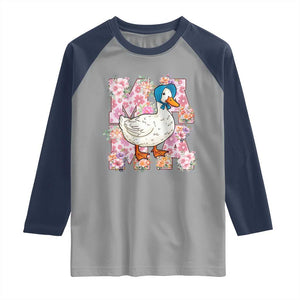 Funny Silly Mama Goose Raglan Shirt Boho Flower Mother's Day TS11 Sport Gray Navy Print Your Wear