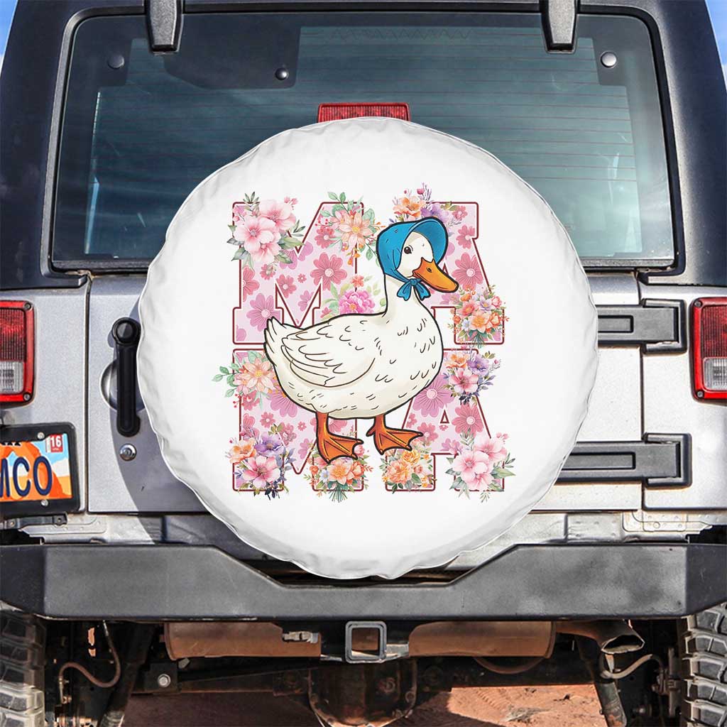 Funny Silly Mama Goose Spare Tire Cover Boho Flower Mother's Day TS11 No hole White Print Your Wear