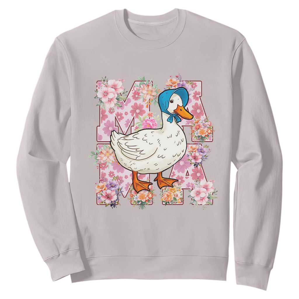 Funny Silly Mama Goose Sweatshirt Boho Flower Mother's Day TS11 Ice Gray Print Your Wear