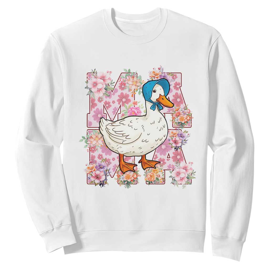 Funny Silly Mama Goose Sweatshirt Boho Flower Mother's Day TS11 White Print Your Wear