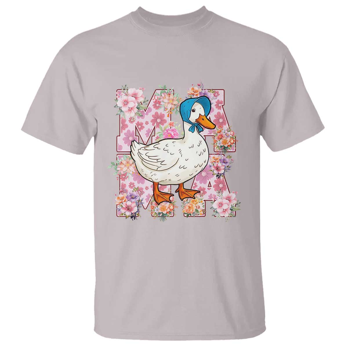 Funny Silly Mama Goose T Shirt Boho Flower Mother's Day TS11 Ice Gray Print Your Wear