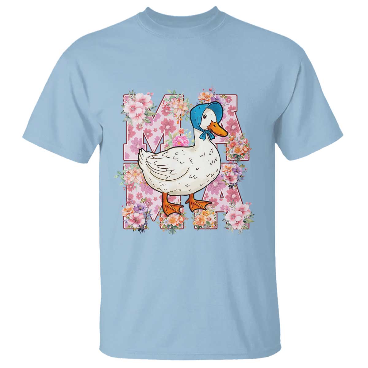 Funny Silly Mama Goose T Shirt Boho Flower Mother's Day TS11 Light Blue Print Your Wear