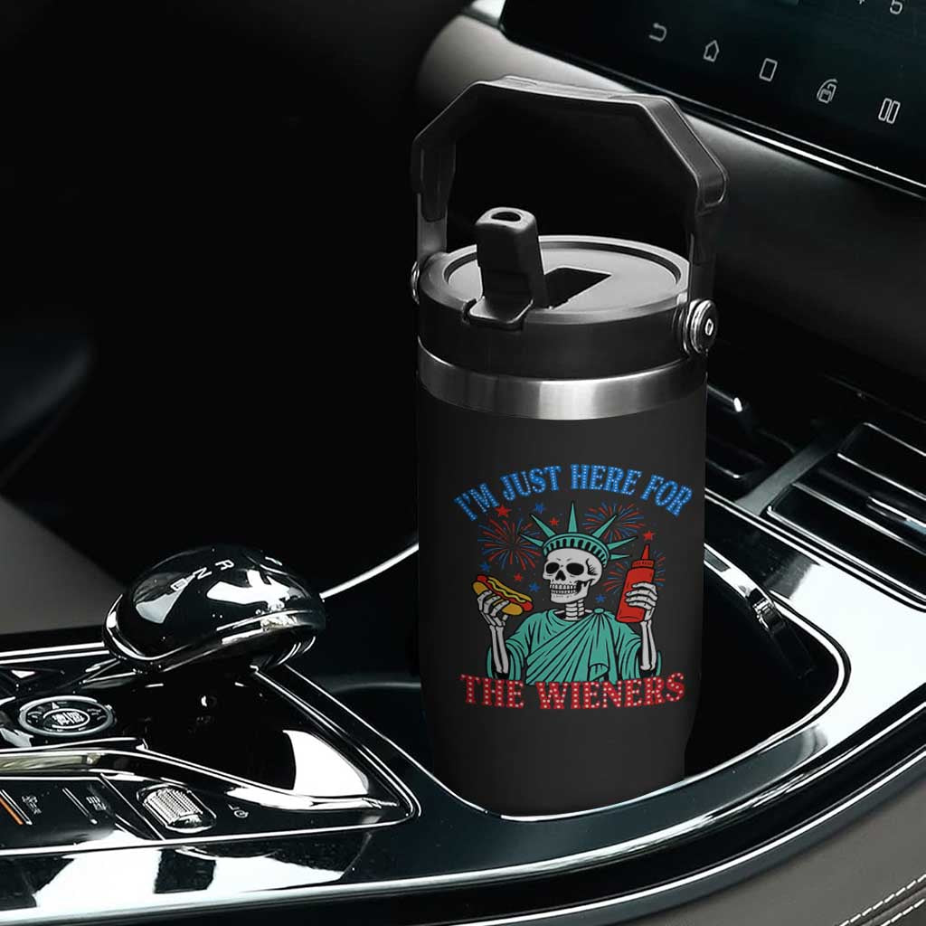 Funny Skeleton Lady Liberty Flip Straw Tumbler I'm Just Here For The Wieners 4th Of July Hot Dog TS02 Print Your Wear