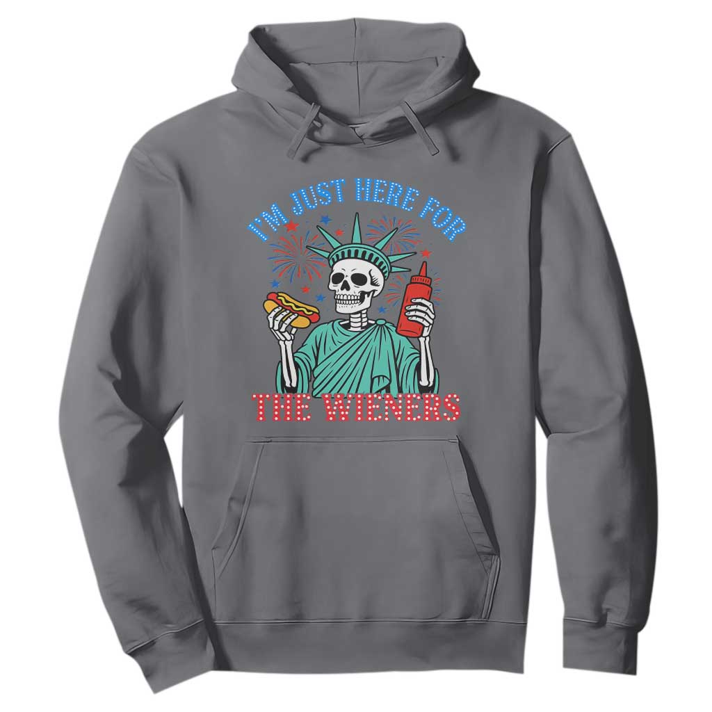 Funny Skeleton Lady Liberty Hoodie I'm Just Here For The Wieners 4th Of July Hot Dog TS02 Charcoal Print Your Wear