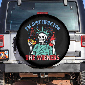 Funny Skeleton Lady Liberty Spare Tire Cover I'm Just Here For The Wieners 4th Of July Hot Dog TS02 No hole Black Print Your Wear