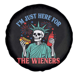Funny Skeleton Lady Liberty Spare Tire Cover I'm Just Here For The Wieners 4th Of July Hot Dog TS02 Print Your Wear