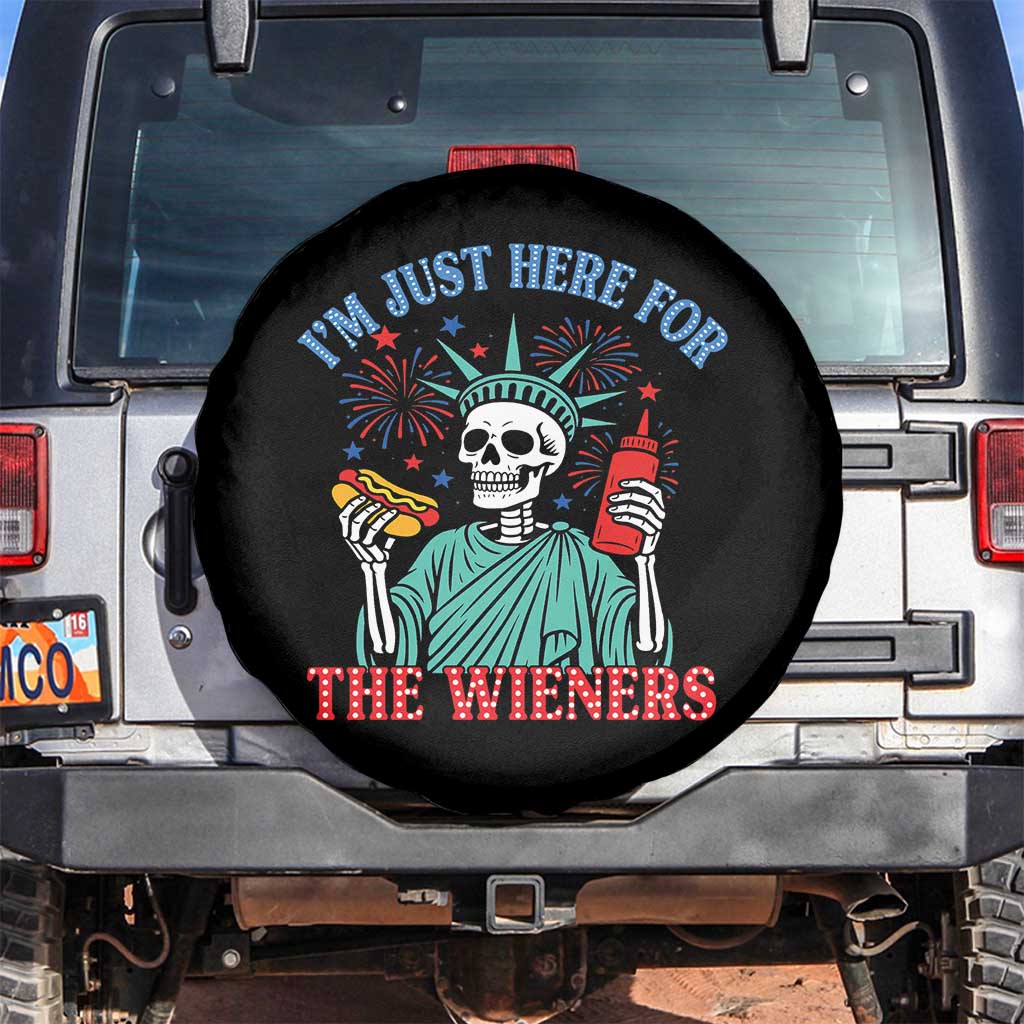Funny Skeleton Lady Liberty Spare Tire Cover I'm Just Here For The Wieners 4th Of July Hot Dog TS02 No hole Black Print Your Wear