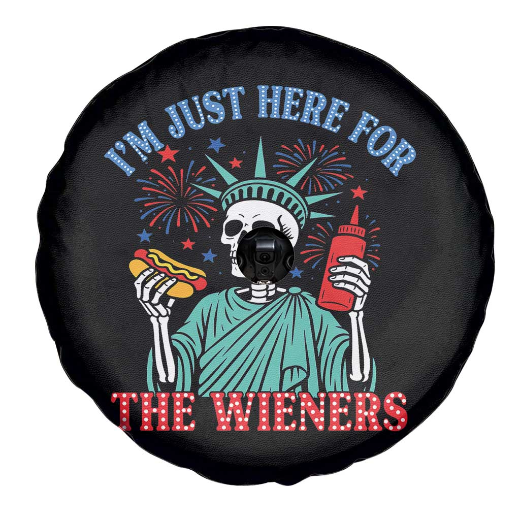 Funny Skeleton Lady Liberty Spare Tire Cover I'm Just Here For The Wieners 4th Of July Hot Dog TS02 Print Your Wear