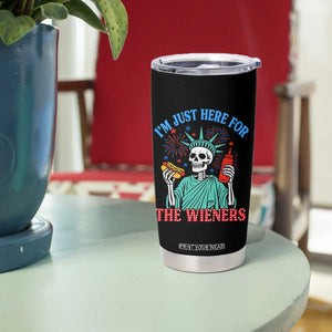 Funny Skeleton Lady Liberty Tumbler Cup I'm Just Here For The Wieners 4th Of July Hot Dog TS02 Print Your Wear