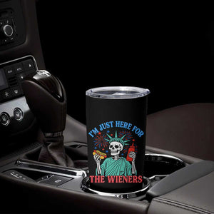 Funny Skeleton Lady Liberty Tumbler Cup I'm Just Here For The Wieners 4th Of July Hot Dog TS02 Print Your Wear
