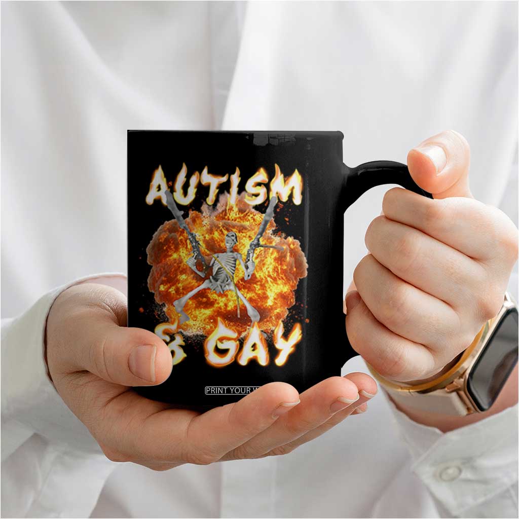 Funny Skeleton Meme Coffee Mug Autistic and Gay TS09 Print Your Wear