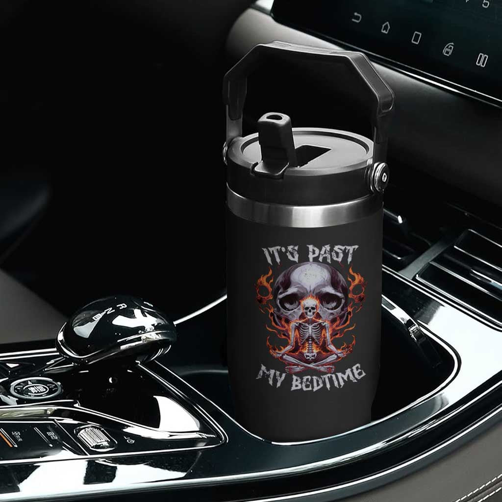 Funny Skeleton Meme Flip Straw Tumbler It's Past My Bedtime TS09 Print Your Wear