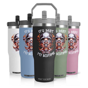 Funny Skeleton Meme Flip Straw Tumbler It's Past My Bedtime TS09 Print Your Wear
