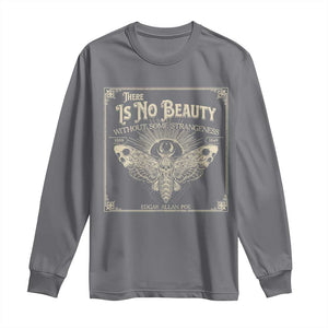 Funny Skull Moth Long Sleeve Shirt There Is No Beauty Without Some Strangeness Edgar Poe TS11 Charcoal Print Your Wear