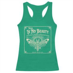 Funny Skull Moth Racerback Tank Top There Is No Beauty Without Some Strangeness Edgar Poe TS11 Irish Green Print Your Wear
